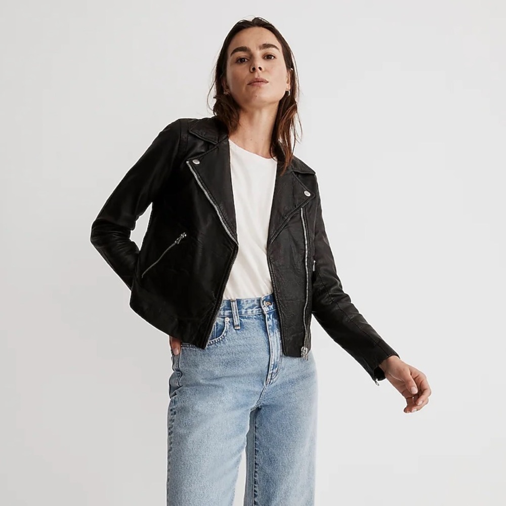 Madewell Washed Leather Motorcycle Jacket - Picture 2 of 9